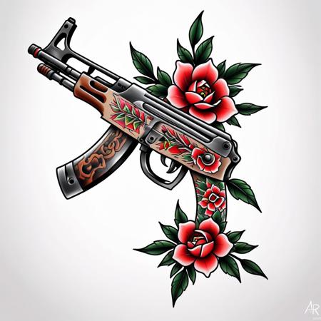 00150-3507538917-_lora_Traditional_Tattoos_0.65_ ak47 in style of tr4dt4t, traditional tattoo, white background,.png